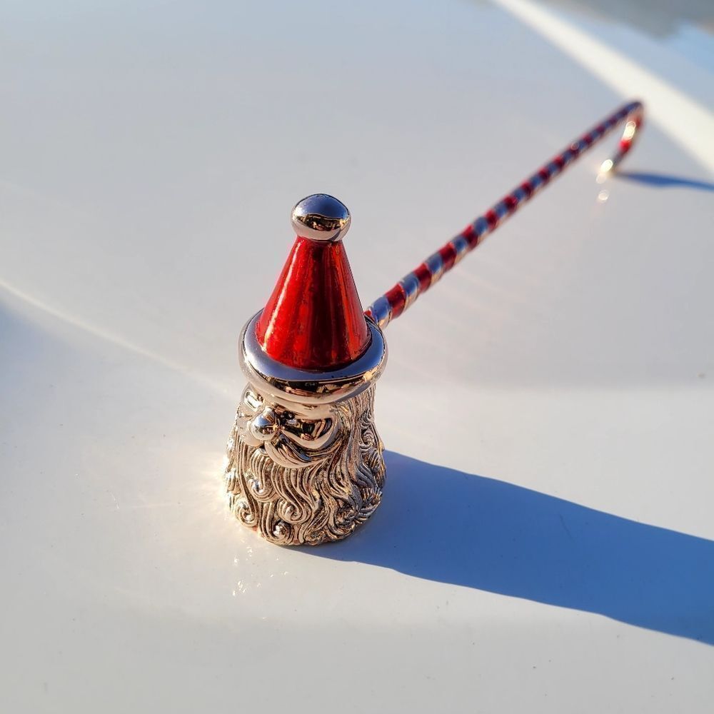 Santa Candle Snuffer by Towle, Silver Plated and Red Enamel Candlestick Snuffer